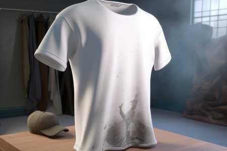 T-shirt mockup on display in a store, 3d renderの素材