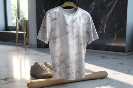 Blank white t-shirt mockup on hanger, 3d renderの素材