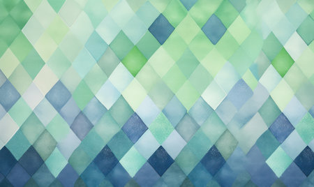 Watercolor abstract background with blue and green squares. Vector illustration.の素材