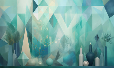 3d illustration of abstract geometric background. Modern composition with geometrical shapes.の素材