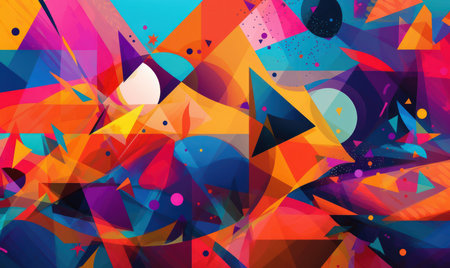 Abstract colorful background with geometric elements, shapes and lines. Vector illustration.の素材