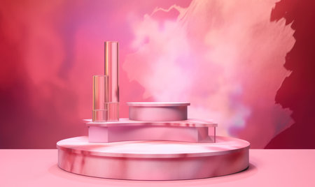 3d render, abstract background with podiums, pedestal or platformの素材