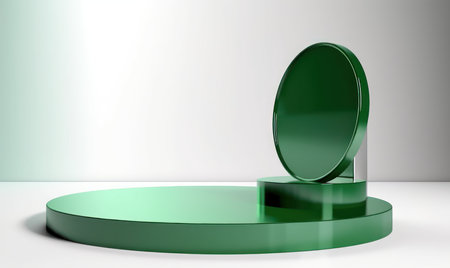 Green round podium on white background. 3d render, mock upの素材