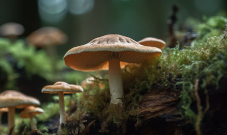 mushrooms in the forest, close-up, macro photographyの素材