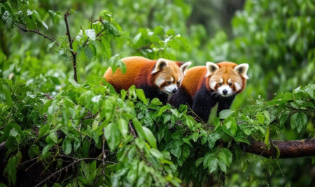 Red panda (Ailurus fulgens) in the forestの素材