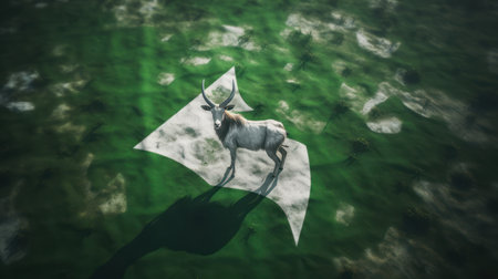 3d rendering of a deer in front of the flag of Djiboutiの素材