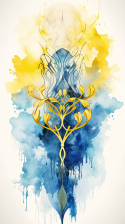 Abstract watercolor background. Hand-drawn illustration on a white background.の素材