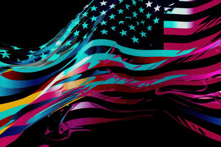 american flag on black background, vector art illustration eps10の素材