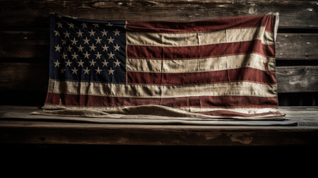 American flag on a wooden background. American Flag on a wooden backgroundの素材