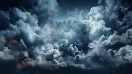 Dramatic sky with stormy clouds, 3d render illustrationの素材