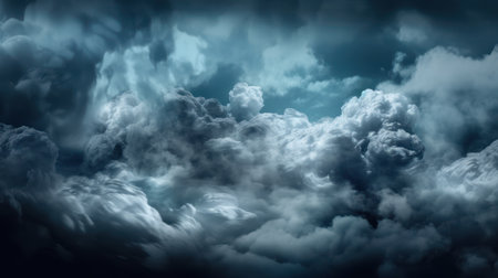 Dark stormy sky with white clouds. 3D rendering illustration.の素材