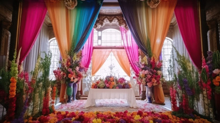 Wedding Ceremony Decorated with Colorful Flowers.の素材