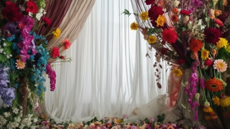 Flower arrangement in a wedding ceremony, close-up view.の素材