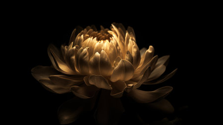 Beautiful yellow chrysanthemum on a black background.の素材