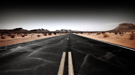 Road in the middle of the Namib desert, Namibia.の素材