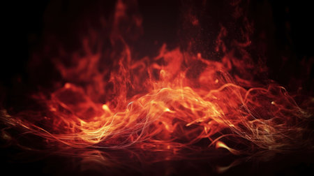 Fire flames on black background. 3d rendering, 3d illustration.の素材