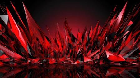 Red crystal on a black background. 3d rendering, 3d illustration.の素材