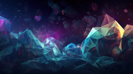 Abstract polygonal background. Fantasy low polygonal landscape.の素材
