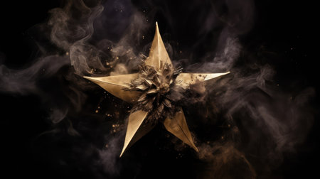 Abstract 3d rendering of a paper bird with smoke isolated on black backgroundの素材