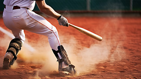 Baseball player in action on the baseball field. Softball.の素材