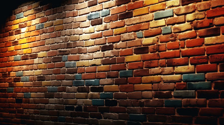 Colorful brick wall background. Wallpaper with brick wall texture.の素材