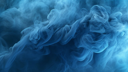 Blue smoke on a black background. Background from the smoke of vapeの素材