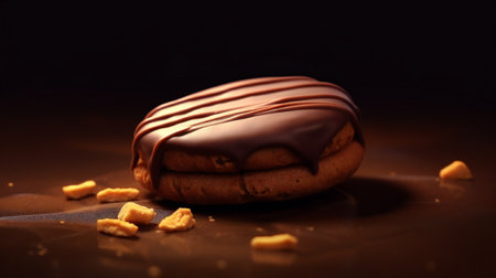 Chocolate Macaroon on a black background. Selective focus.の素材