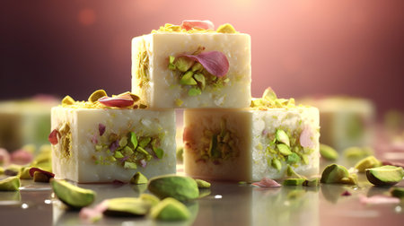 Delicious oriental sweets with pistachios, close-upの素材