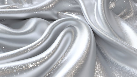 Closeup of rippled white silk fabric. 3d renderingの素材