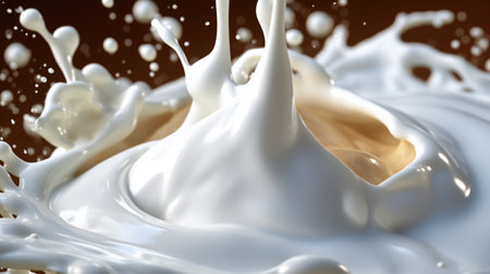 splashing milk isolated on black background. 3d rendering - illustrationの素材