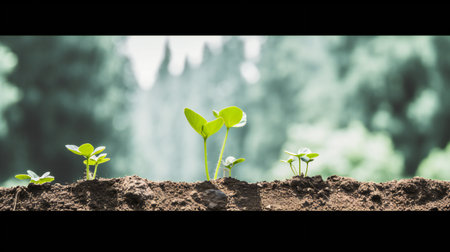 Green seedling illustrating concept of new life and green investment in agricultureの素材