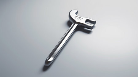 Adjustable spanner on a gray background. 3d illustration.の素材