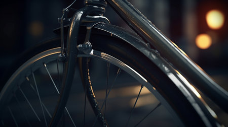 Detail of a vintage bicycle with backlight in the evening.の素材
