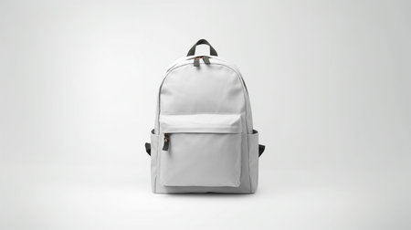 White backpack isolated on white background. 3d illustration. Mock upの素材