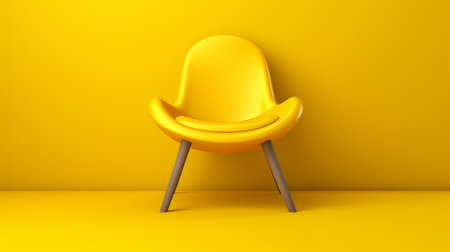 Yellow chair on yellow background. Minimalist concept. 3d renderの素材