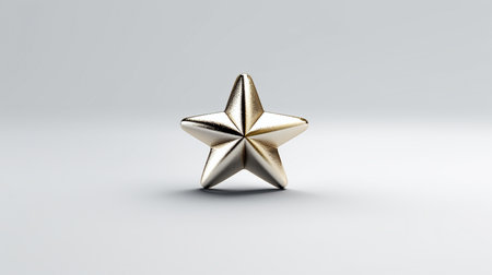 3d rendering of a golden star isolated in white studio background.の素材