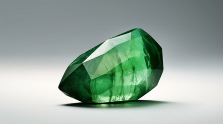 Green sapphire on white background. 3d rendering. Computer digital drawing.の素材