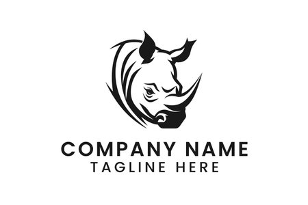 rhino head  vector icon illustration design template in black and whiteのイラスト素材