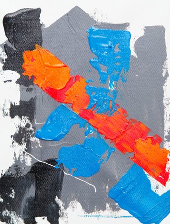 Colorful abstract acrylic painting on canvas. Fragment of artwork. Modern art.の写真素材
