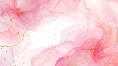 Abstract background with pink and golden watercolor stains. Vector illustration.の写真素材