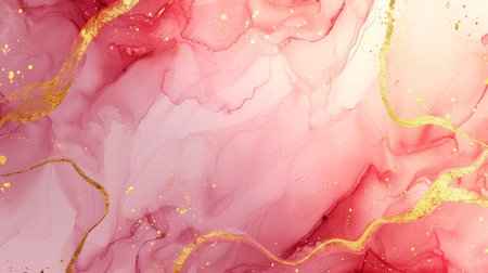 Alcohol ink abstract background. Pink and gold liquid texture. Vector illustrationの写真素材