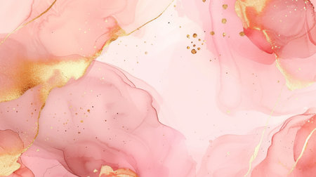 Alcohol ink abstract background. Pink and gold watercolor texture. Vector illustrationの写真素材