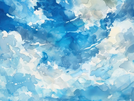 Abstract blue watercolor background. Hand drawn watercolor texture. Vector illustration.の素材
