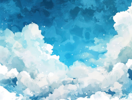 Abstract watercolor background. Blue sky and clouds. Vector illustration.の素材
