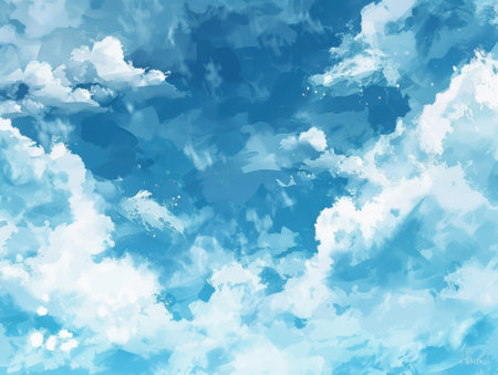 Blue watercolor background with white clouds. Vector illustration. Eps 10の素材