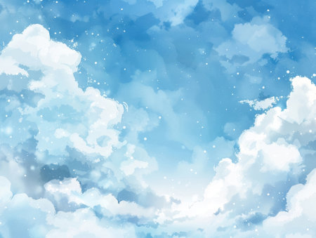 Sky clouds background. Watercolor sky with clouds. Vector illustration.の素材