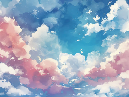 Sky background with clouds in pastel colors. Vector Illustration.の素材