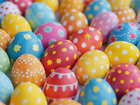 Colorful easter eggs background. Happy Easter. Close up.の素材