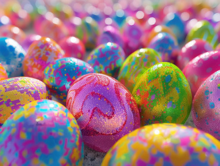 Colorful easter eggs background. Happy easter. Close upの素材