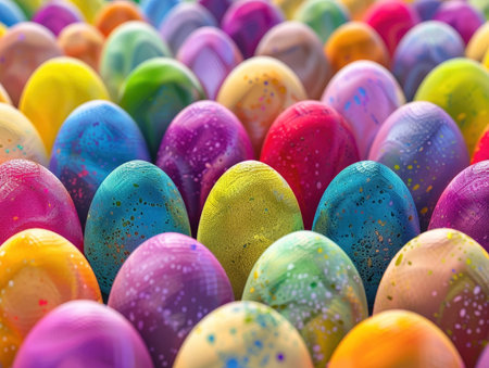 Colorful easter eggs background. Happy Easter. Close up.の素材